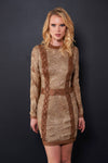 GOLD LACE BROWN LEATHER DRESS