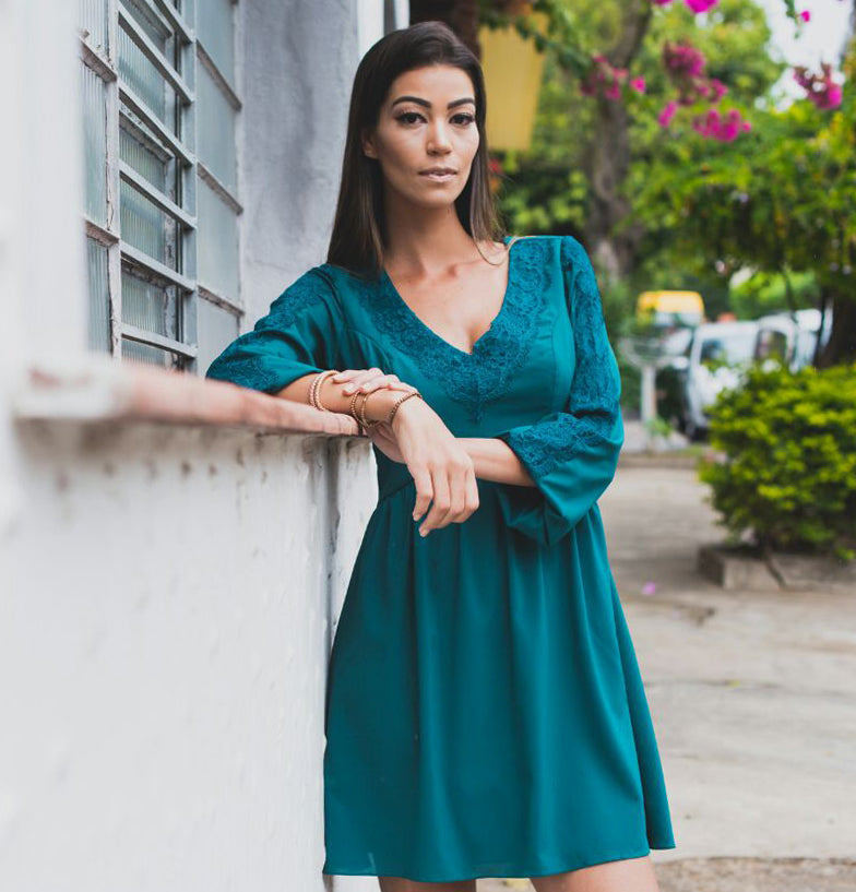 Green Long Sleeve Dress | Small |