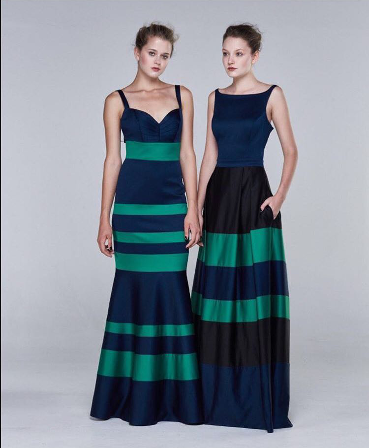Navy & green gown