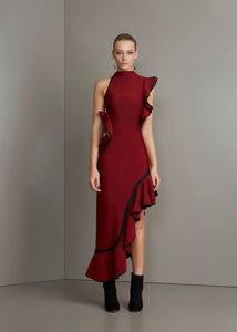 Burgundy & black ruffle bandage dress Out Here Burgundy & black ruffle bandage dress Out Here