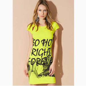 Yellow w/ Black Prink "Forever" Dress | Large |