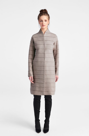 MID LENGTH COAT WITH RIBBED DETAIL