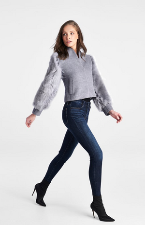 BOMBER JACKET WITH FUR SLEEVES