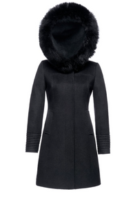 Mid Length Coat with Fur Hood