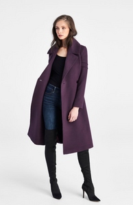 Notched Collar Wrap Coat in Violet