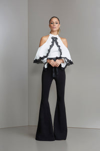 Black & White cold shoulder lace jumpsuit