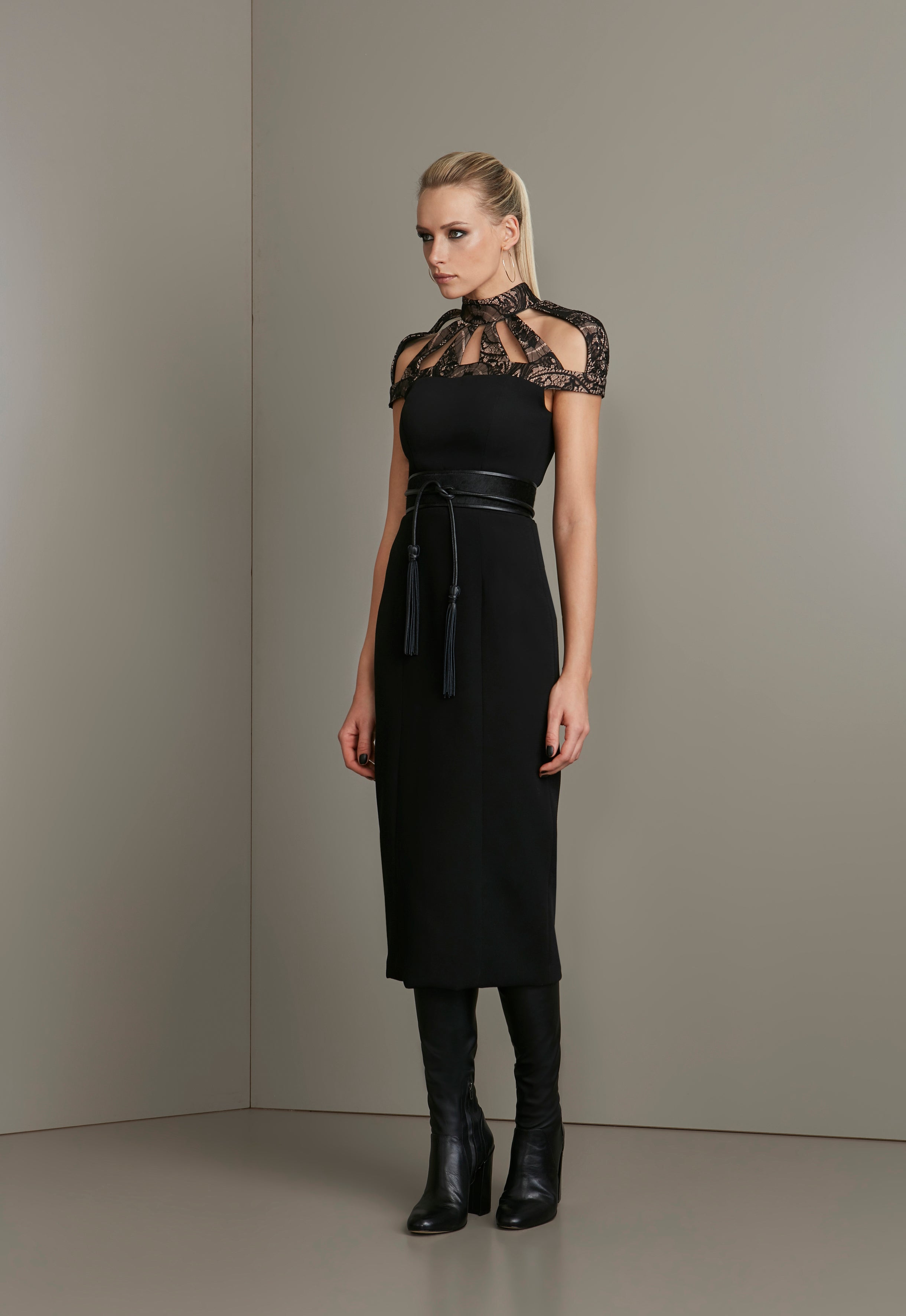 Black & nude mesh dress
