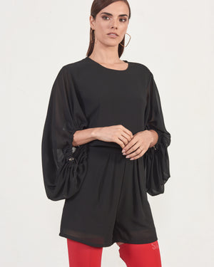 BLACK W/ OVER SIZE LONG SLEEVES ROMPER