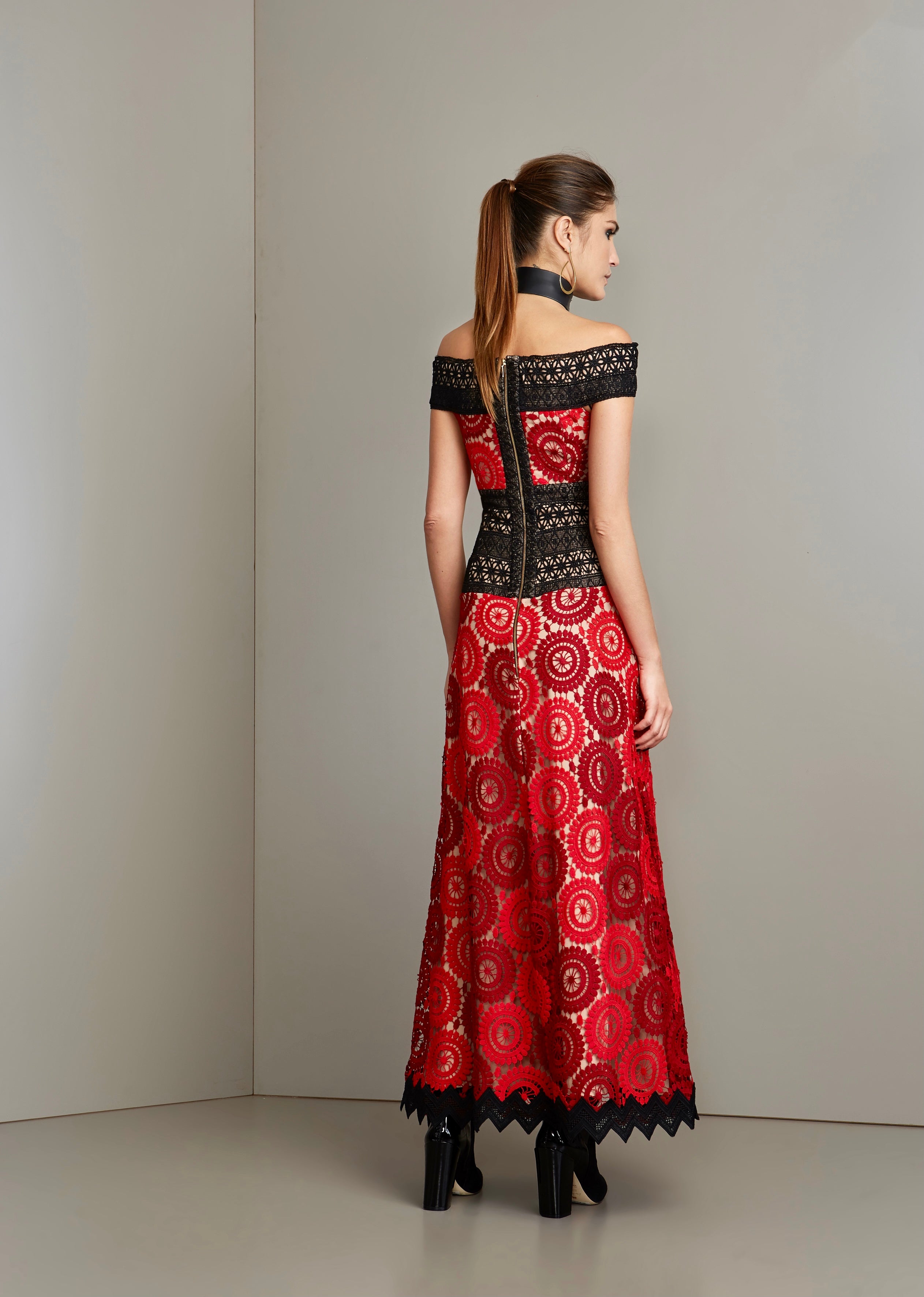 RED BURGUNDY & BLACK LACE GOWN Out Here RED BURGUNDY & BLACK LACE GOWN Out Here